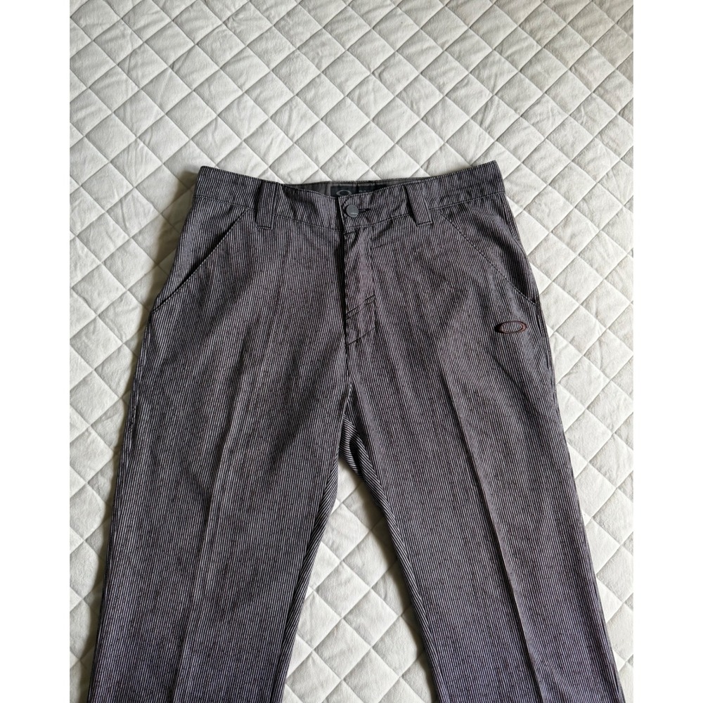 VTG Y2K Oakley White & Brown / Black Pinstripe Pants Sz 30x32 Golf GorpCore‎